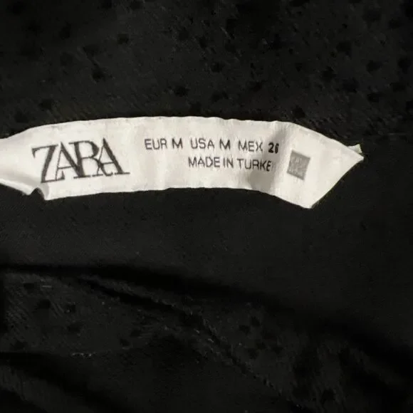 Zara Dress Womens Medium Black Dot Tiered Long Sleeve Tie Front Neck - Picture 7 of 12